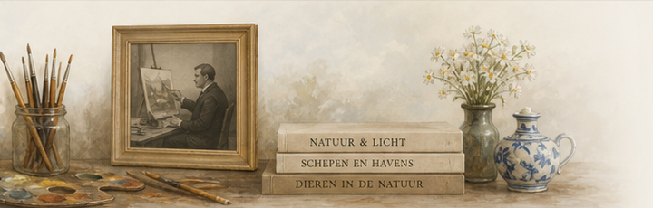 Atelierstilleven met schildersmaterialen